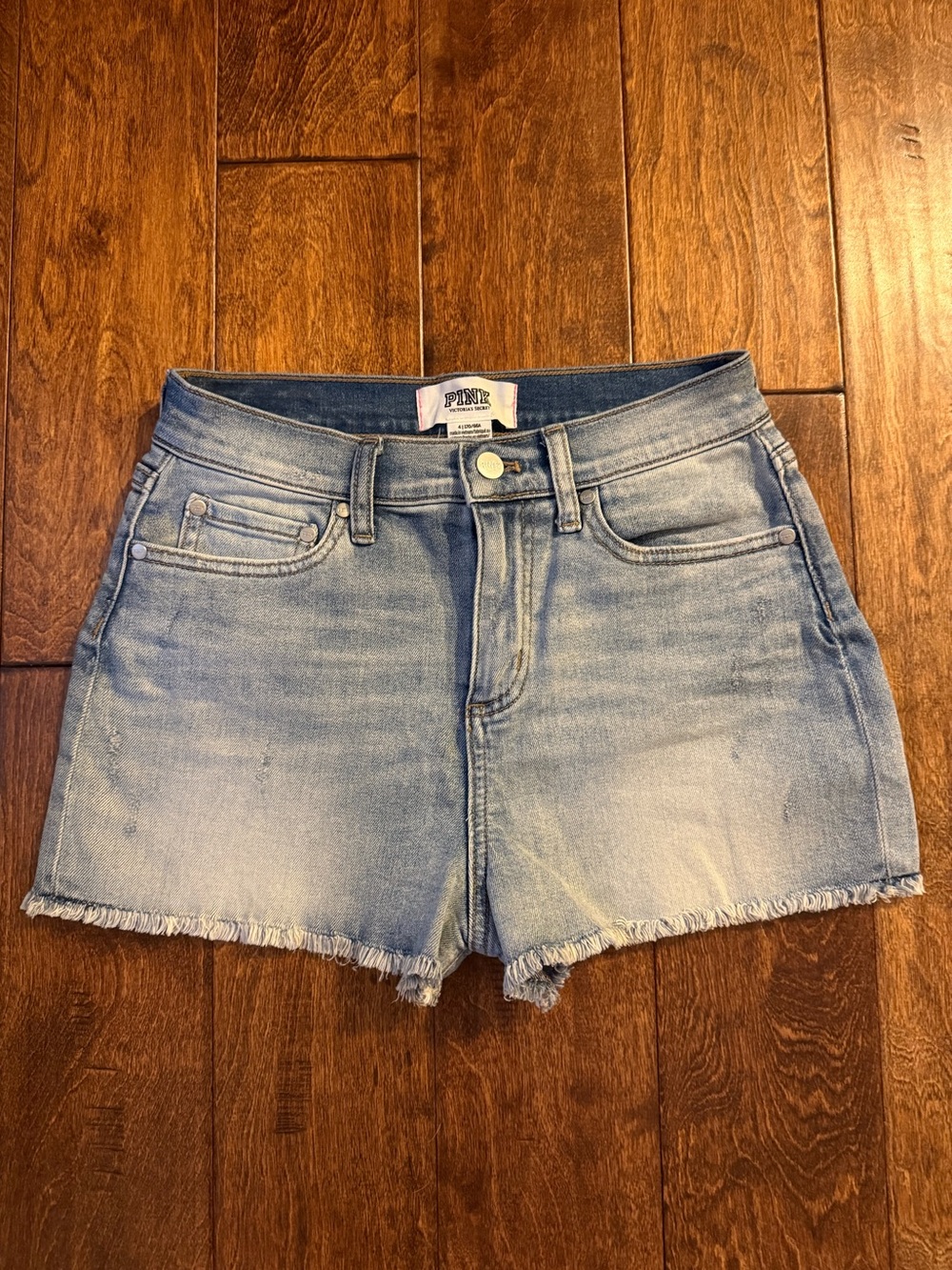 PINK Victoria's Secret Faded Light Blue Denim Cutoff Shorts